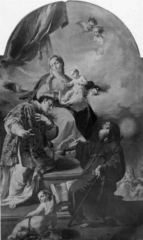  190-Giambattista Pittoni-Madonna col Bambino in trono con San Leonardo e San Francesco di Paola - Brescia, Chiesa di san Giorgio 